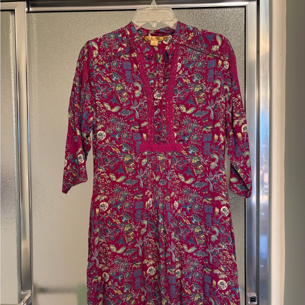 EUC April Cornell Women’s Floral Print Magenta Tunic